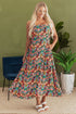 Black Boho Floral Print Thin Straps Sleeveless High Waist Maxi Dress